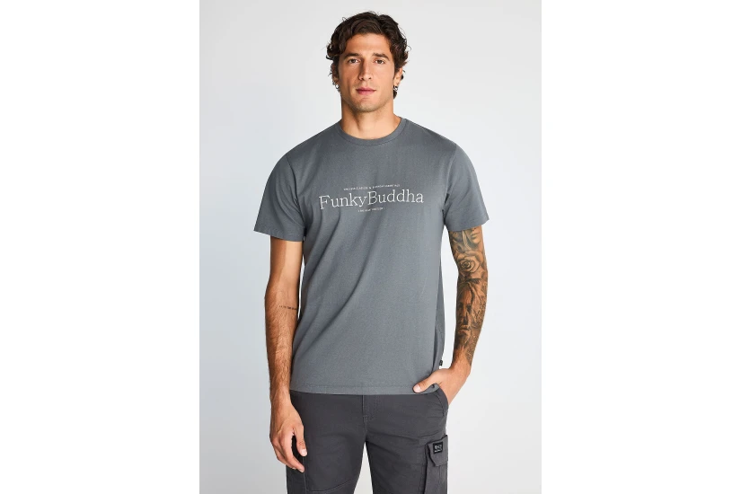 Funky Buddha Ανδρικό Κοντομάνικο T-Shirt Γκρι
