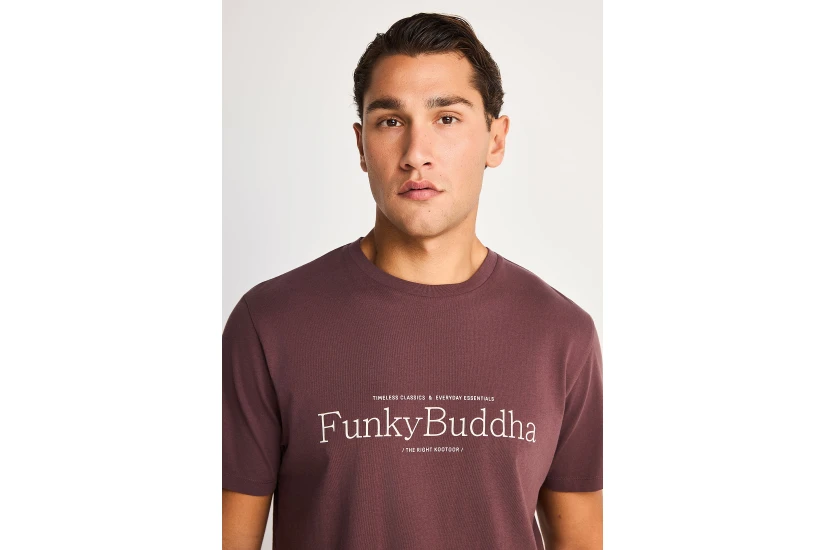 Funky Buddha Ανδρική Μπλούζα Με Κοντό Μανίκι Με Τύπωμα (FBM014-002-04-SHADOW-MAUVE)