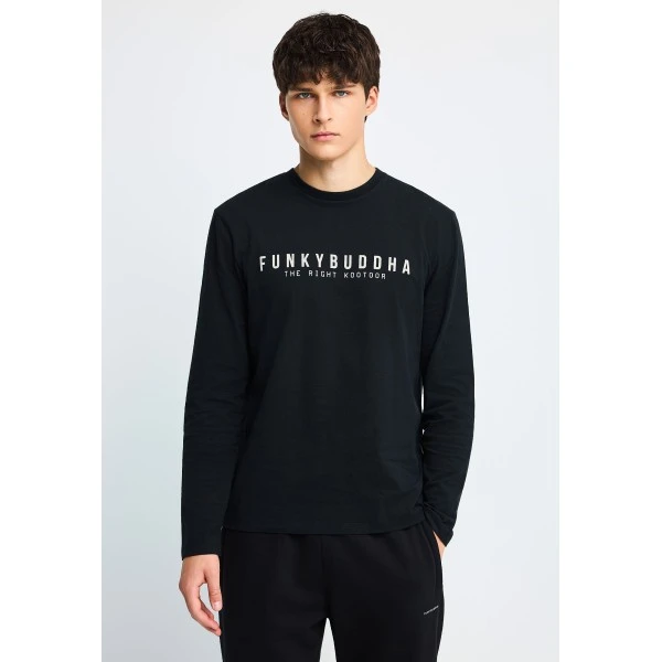 Funky Buddha Ανδρική Μπλούζα Με Μακρύ Μανίκι (FBM014-002-07-BLACK)