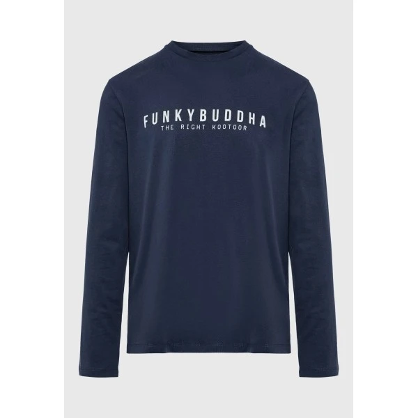 Funky Buddha Ανδρική Μπλούζα Με Μακρύ Μανίκι (FBM014-002-07-NAVY)