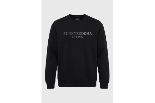Funky Buddha Ανδρικό Φούτερ Με Λαιμόκοψη (FBM014-004-06-BLACK)
