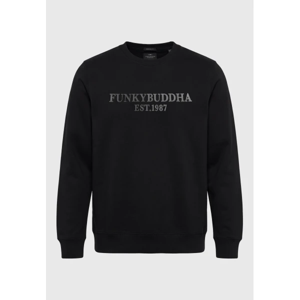 Funky Buddha Ανδρικό Φούτερ Με Λαιμόκοψη (FBM014-004-06-BLACK)