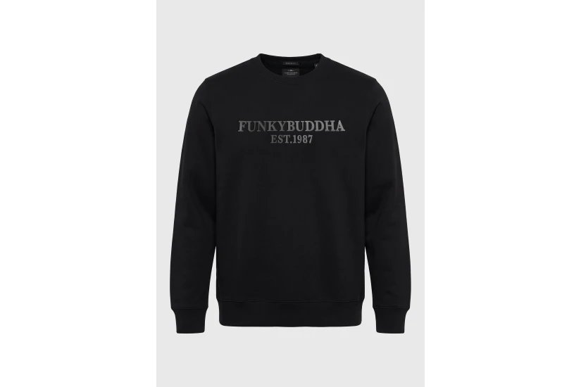 Funky Buddha Ανδρική Μακρυμάνικη Μπλούζα με Λαιμόκοψη Μαύρη
