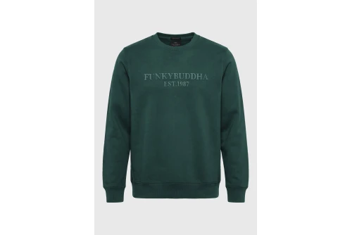 Funky Buddha Ανδρικό Φούτερ Με Λαιμόκοψη (FBM014-004-06-GREEN-STORM)