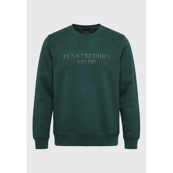 Funky Buddha Ανδρικό Φούτερ Με Λαιμόκοψη (FBM014-004-06-GREEN-STORM)