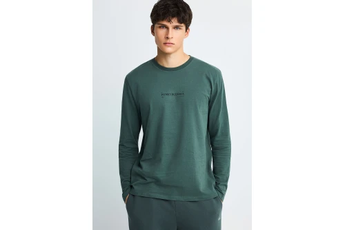 Funky Buddha Ανδρική Μπλούζα Με Μακρύ Μανίκι (FBM014-005-07-GREEN-STORM)