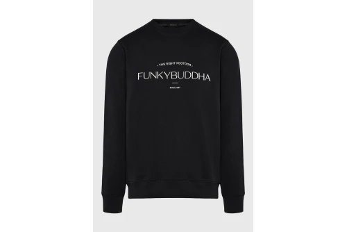 Funky Buddha Ανδρικό Φούτερ Με Λαιμόκοψη (FBM014-006-06-BLACK)