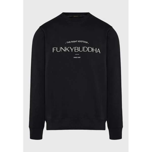 Funky Buddha Ανδρικό Φούτερ Με Λαιμόκοψη (FBM014-006-06-BLACK)