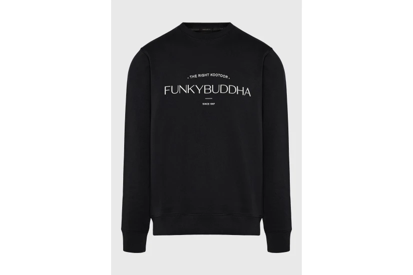 Funky Buddha Ανδρική Μακρυμάνικη Μπλούζα με Λαιμόκοψη Μαύρη