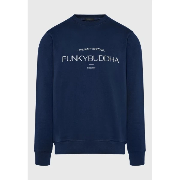 Funky Buddha Ανδρικό Φούτερ Με Λαιμόκοψη (FBM014-006-06-NAVY)