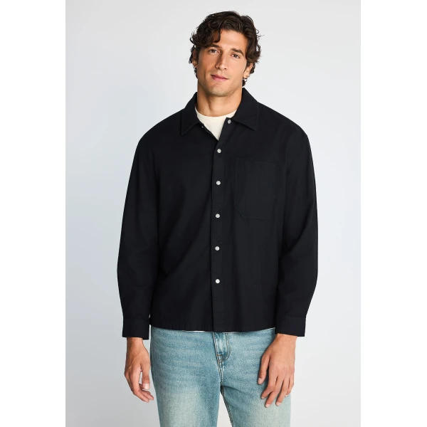 Funky Buddha Ανδρικό Πουκάμισο Basic (FBM014-008-05-BLACK)