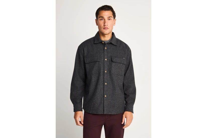 Funky Buddha Wool-Blend Utility Πουκάμισο Μακρυμάνικο Ανδρικό (FBM014-010-05-ANTHRACITE)