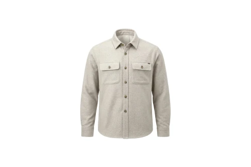 Funky Buddha Wool-Blend Utility Πουκάμισο Μακρυμάνικο Ανδρικό (FBM014-010-05-MILKY-GREY)