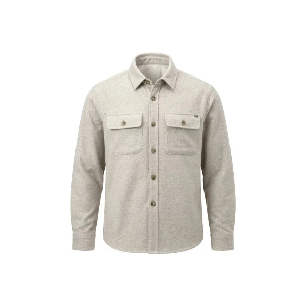 Funky Buddha Wool-Blend Utility Πουκάμισο Μακρυμάνικο Ανδρικό (FBM014-010-05-MILKY-GREY)