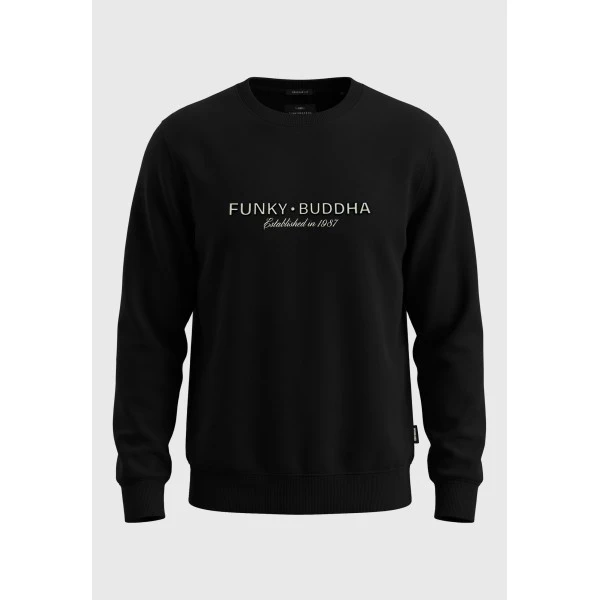 Funky Buddha Ανδρικό Φούτερ Με Λαιμόκοψη (FBM014-012-06-BLACK)