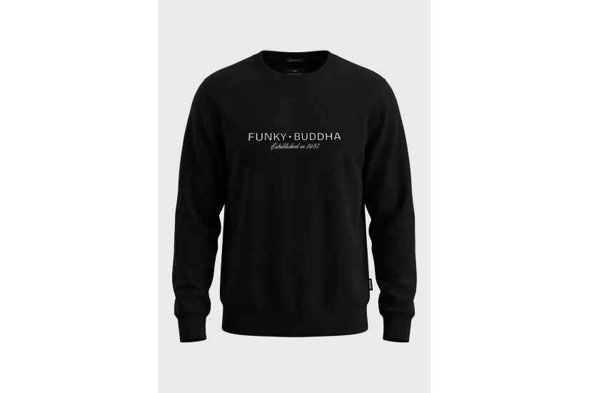 Funky Buddha Ανδρική Μακρυμάνικη Μπλούζα Μαύρη