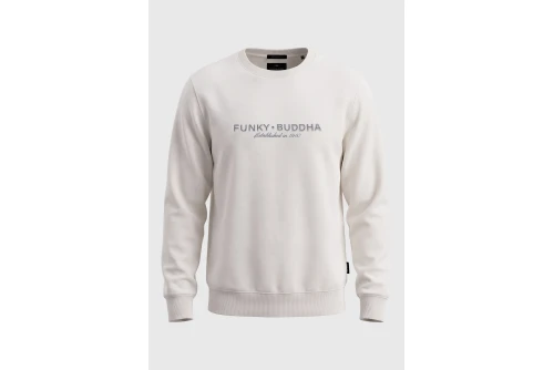 Funky Buddha Ανδρικό Φούτερ Με Λαιμόκοψη (FBM014-012-06-MILKY-GREY)