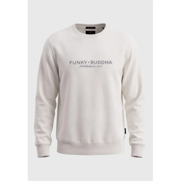 Funky Buddha Ανδρικό Φούτερ Με Λαιμόκοψη (FBM014-012-06-MILKY-GREY)