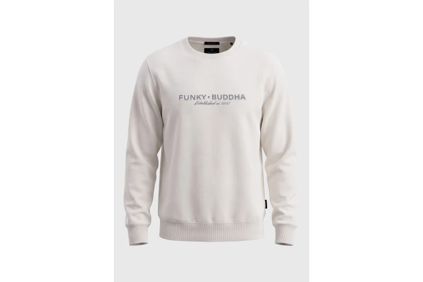 Funky Buddha Ανδρική Μακρυμάνικη Μπλούζα Λευκή