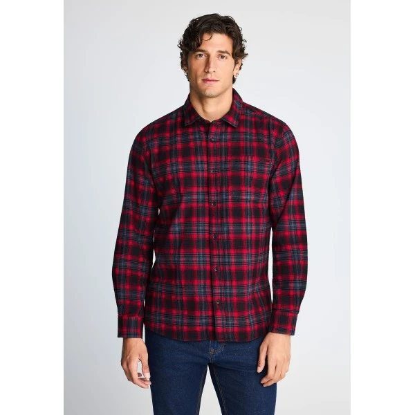 Funky Buddha Ανδρικό Πουκάμισο Καρό (FBM014-018-05-SCARLET-RED)
