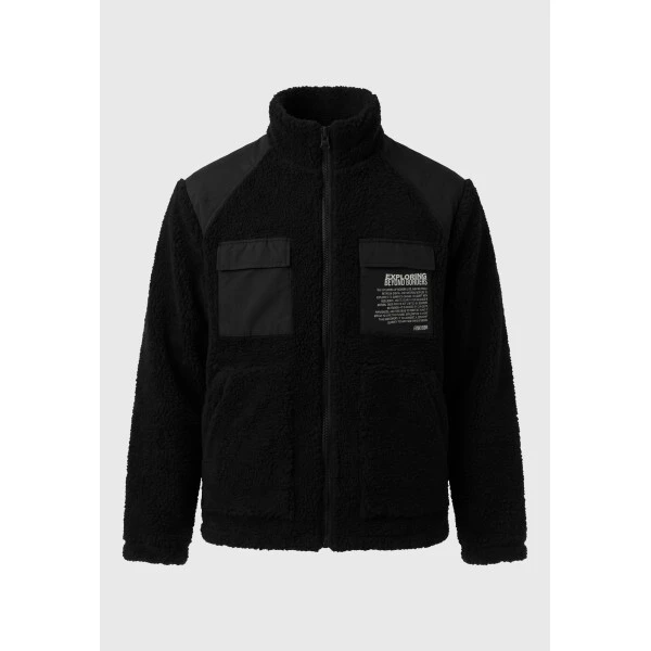 Funky Buddha High-Neck Fleece Ζακέτα Sherpa Ανδρική (FBM014-019-01-BLACK)