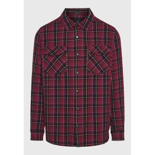 Funky Buddha Ανδρικό Πουκάμισο Καρό (FBM014-019-05-BURGUNDY)