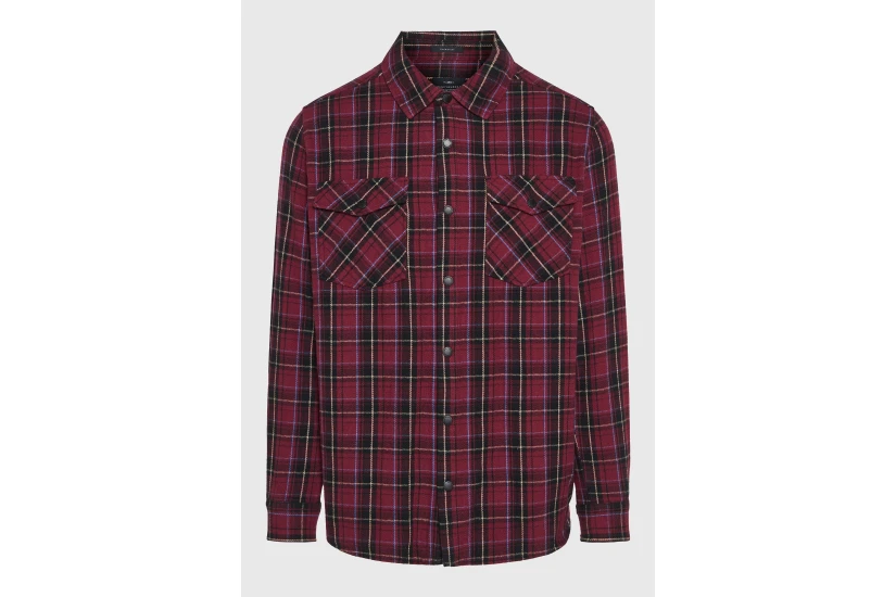 Funky Buddha Ανδρικό Πουκάμισο Καρό (FBM014-019-05-BURGUNDY)