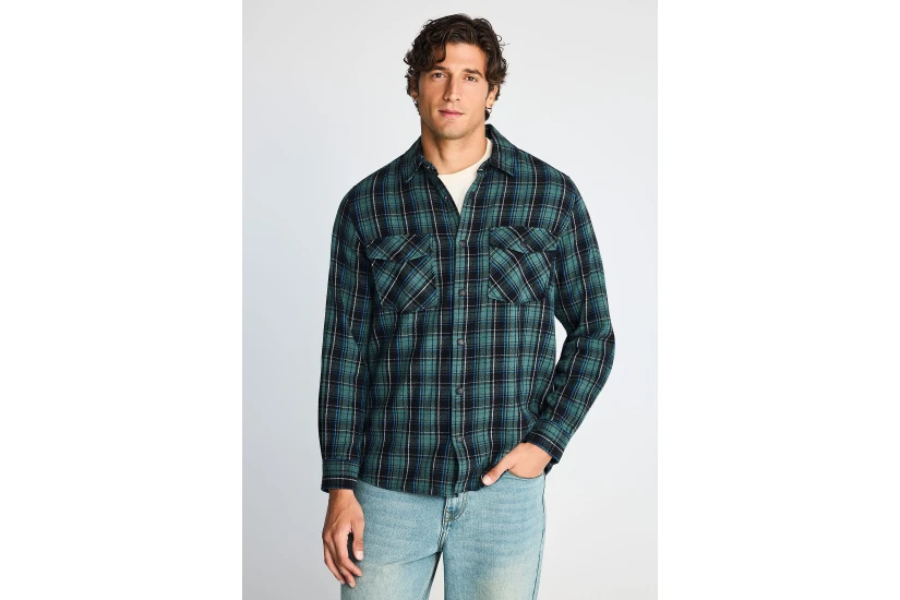Funky Buddha Ανδρικό Πουκάμισο Καρό (FBM014-019-05-WINTER-MOSS)