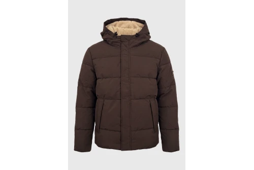 Funky Buddha Straight Fit Hooded Μπουφάν Puffer Ανδρικό (FBM014-030-01-BITTER-CHOCOLATE)
