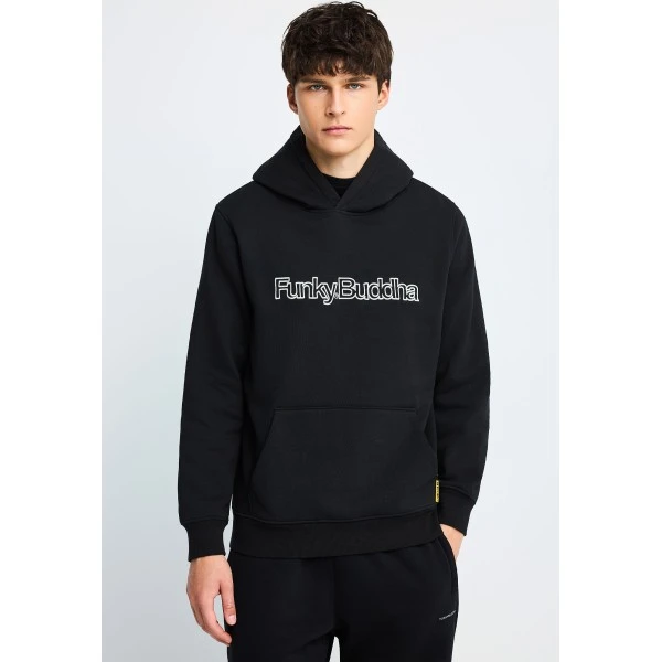 Funky Buddha Ανδρικό Φούτερ Με Κουκούλα (FBM014-030-06-BLACK)