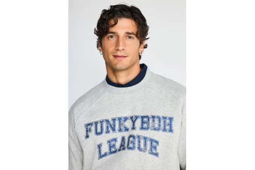 Funky Buddha Ανδρικό Φούτερ Με Λαιμόκοψη (FBM014-031-06-GREY-MEL)