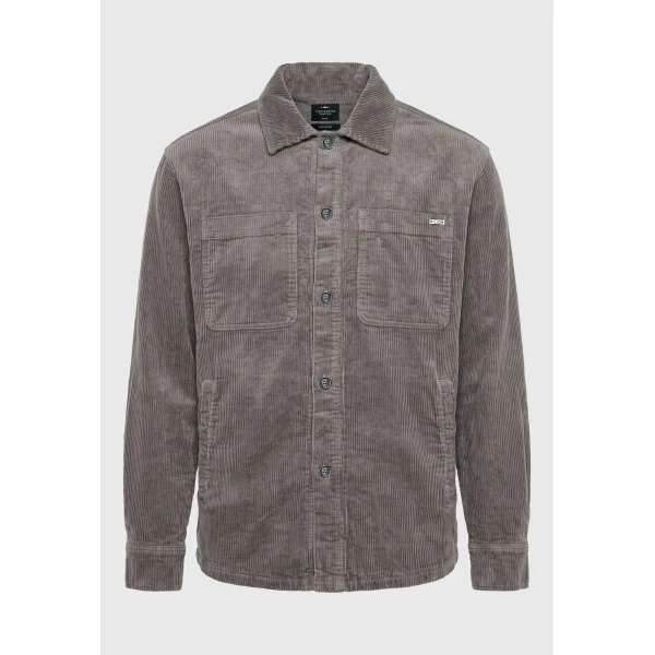 Funky Buddha Cotton Corduroy Πουκάμισο Μακρυμάνικο Ανδρικό (FBM014-035-05-MOON-MIST)