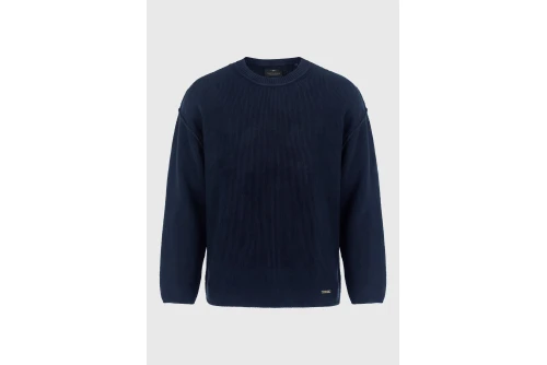 Funky Buddha Ανδρικό Πλεκτό Με Λαιμόκοψη (FBM014-038-09-NAVY)