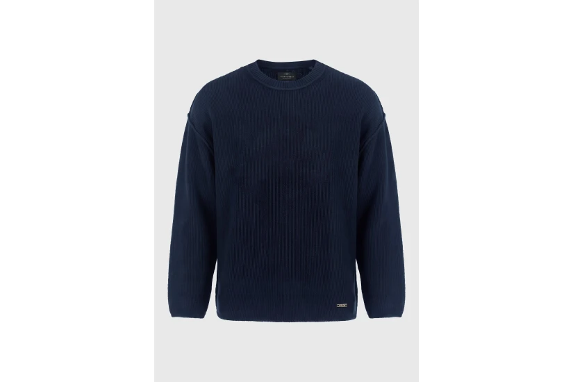 Funky Buddha Ανδρικό Πλεκτό Με Λαιμόκοψη (FBM014-038-09-NAVY)