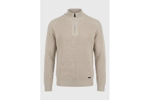 Funky Buddha Chenille Πουλόβερ Με Φερμουάρ Ανδρικό (FBM014-046-09-CHALK)