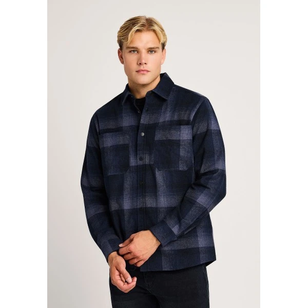 Funky Buddha Ανδρικό Πουκάμισο Καρό (FBM014-049-05-SMOKE-BLUE)