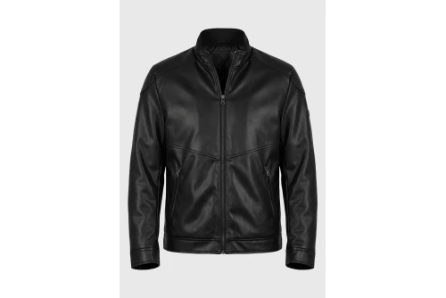 Funky Buddha Μπουφάν Δερματίνη Ανδρικό (FBM014-064-01-BLACK)