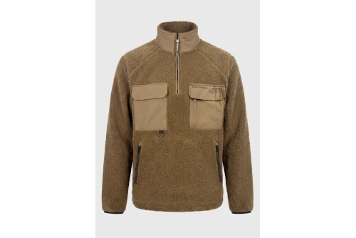Funky Buddha Relaxed Fit Fleece Μπλούζα Sherpa Με Φερμουάρ Ανδρική (FBM014-070-06-WOOD)