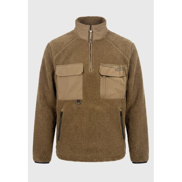 Funky Buddha Relaxed Fit Fleece Μπλούζα Sherpa Με Φερμουάρ Ανδρική (FBM014-070-06-WOOD)