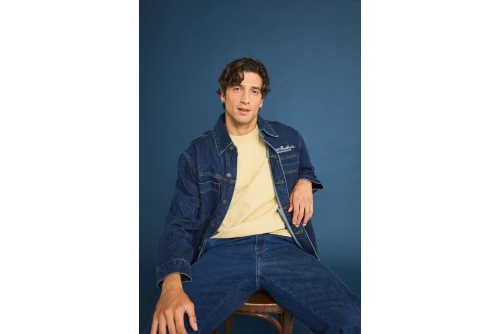 Funky Buddha Ανδρικό Τζιν Πουκάμισο (FBM014-071-05-DK-BLUE)