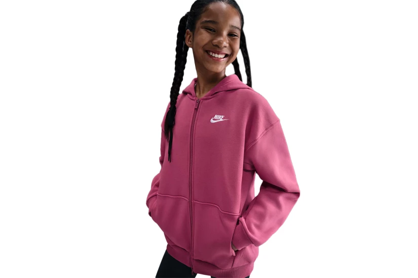 Nike Sportswear Club Fleece Παιδική Ζακέτα με Κουκούλα Βυσσινί