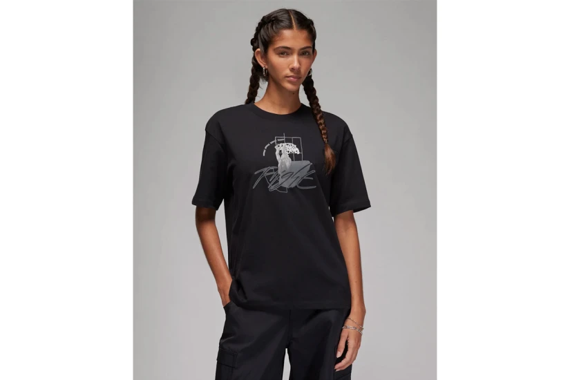Jordan Graphic Γυναικείο Κοντομάνικο T-Shirt Μαύρο, Γκρι, Λευκό