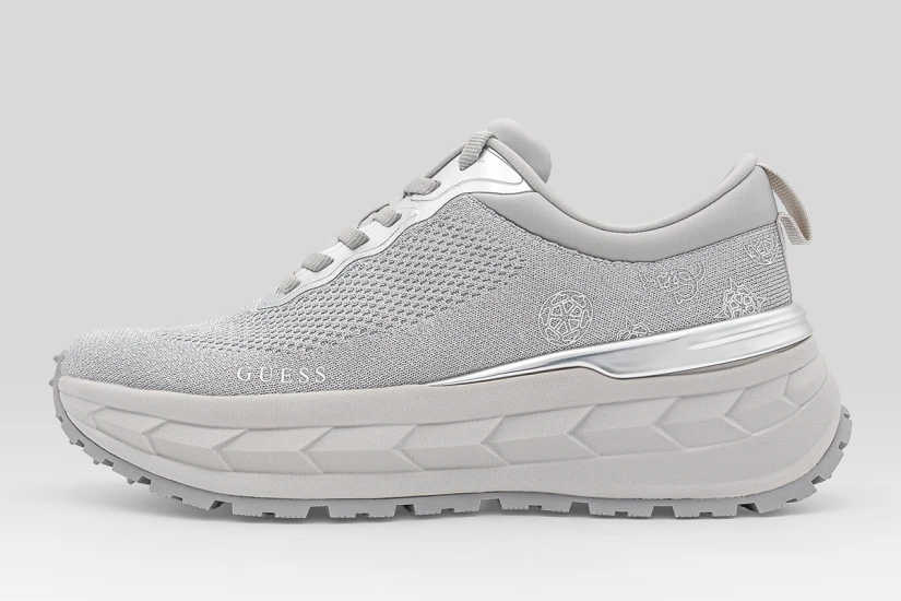 Guess Runit 4G Logo Γυναικεία Sneakers Ασημί, Γκρι