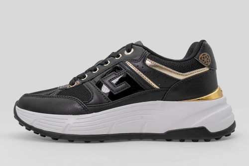 Guess Fonzi Laminated-Insert Sneakers (FLTFONFAB12 BLACK)