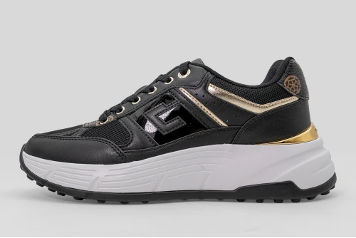 Guess Fonzi Laminated-Insert Sneakers (FLTFONFAB12 BLACK)