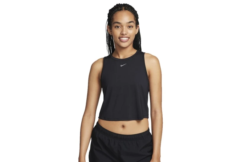 Nike One Classic Dri-FIT Γυναικεία Αμάνικη Crop Top Μπλούζα Μαύρη