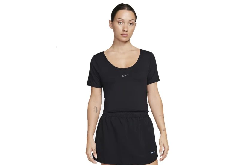 Nike One Classic Dri-FIT Γυναικεία Κοντομάνικη Crop Μπλούζα Μαύρη