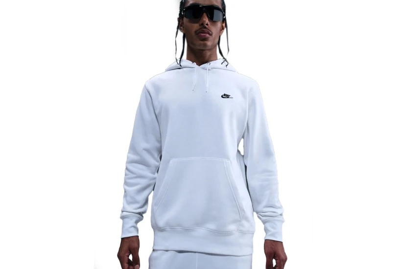 Nike Club Fleece Ανδρικό Φούτερ Με Κουκούλα Λευκό