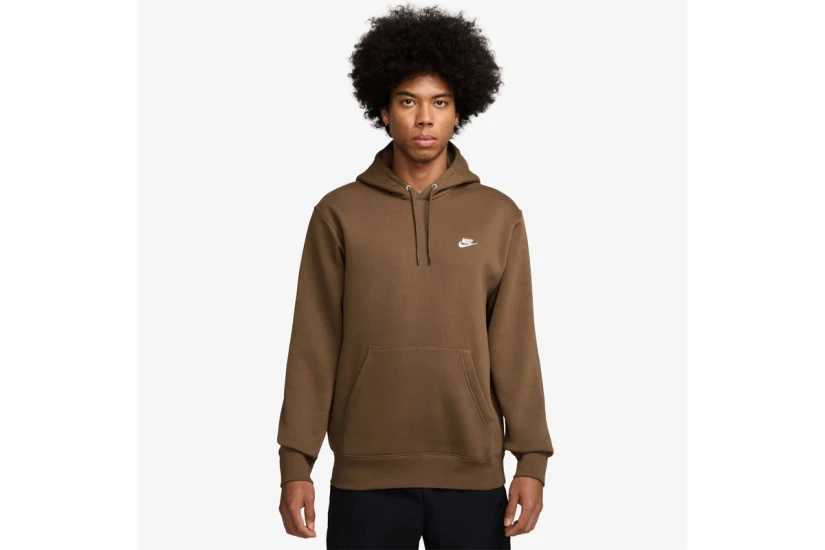 Nike Club Fleece Ανδρικό Φούτερ Με Κουκούλα Καφέ