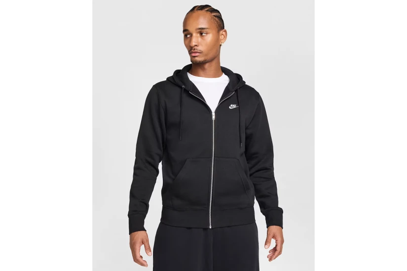 Nike Club Fleece Ανδρική Ζακέτα Με Κουκούλα Μαύρη